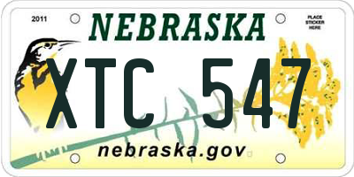 NE license plate XTC547