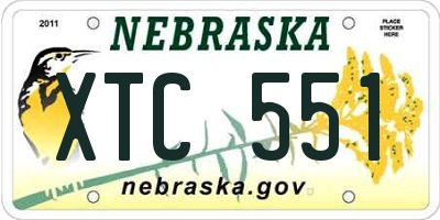 NE license plate XTC551