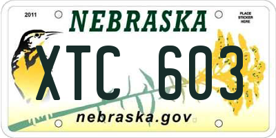 NE license plate XTC603