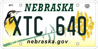 NE license plate XTC640