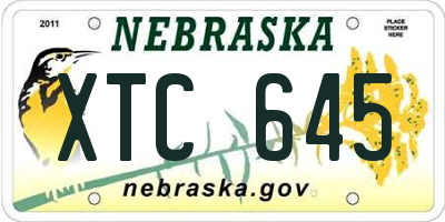 NE license plate XTC645