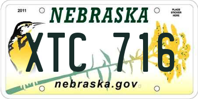 NE license plate XTC716