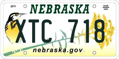 NE license plate XTC718