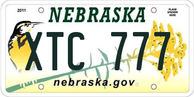 NE license plate XTC777