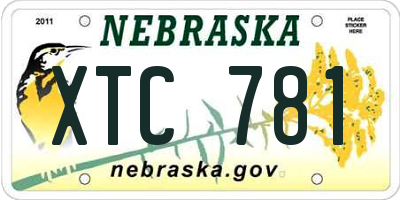 NE license plate XTC781
