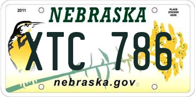 NE license plate XTC786