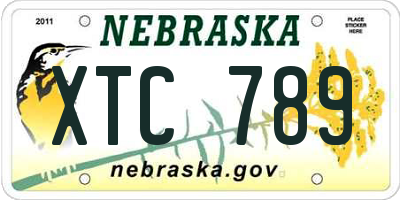 NE license plate XTC789