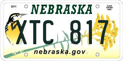 NE license plate XTC817