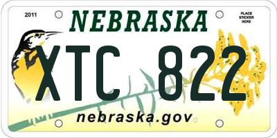 NE license plate XTC822