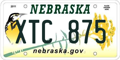 NE license plate XTC875