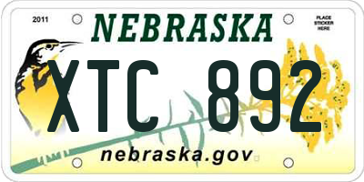 NE license plate XTC892