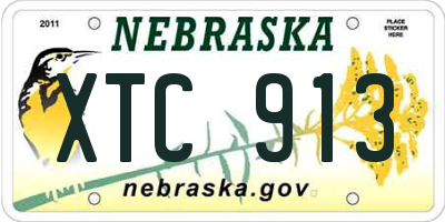 NE license plate XTC913
