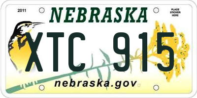 NE license plate XTC915