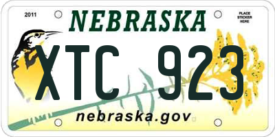 NE license plate XTC923