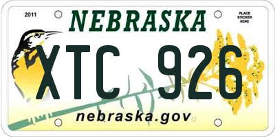 NE license plate XTC926