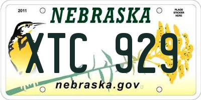 NE license plate XTC929