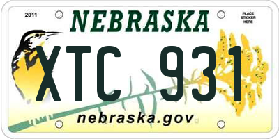 NE license plate XTC931