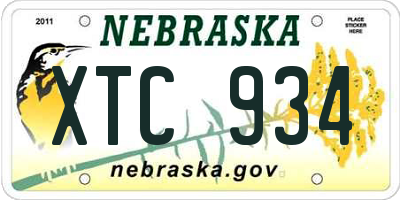 NE license plate XTC934