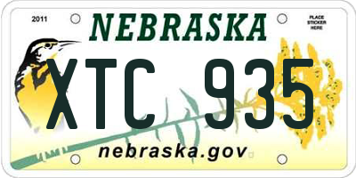 NE license plate XTC935