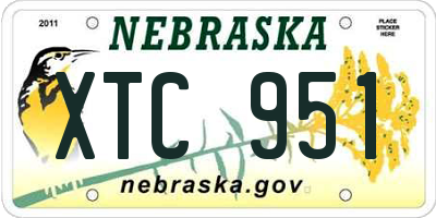 NE license plate XTC951