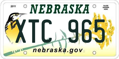 NE license plate XTC965