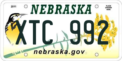 NE license plate XTC992
