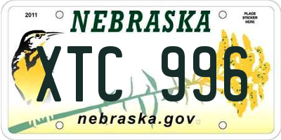 NE license plate XTC996