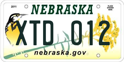 NE license plate XTD012