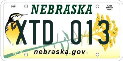 NE license plate XTD013