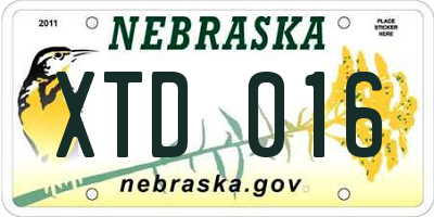 NE license plate XTD016