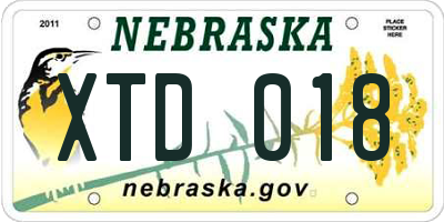 NE license plate XTD018