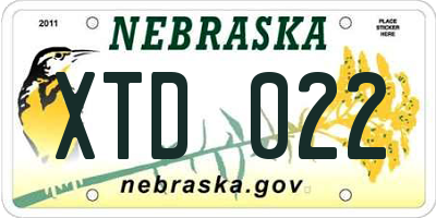 NE license plate XTD022