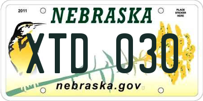 NE license plate XTD030