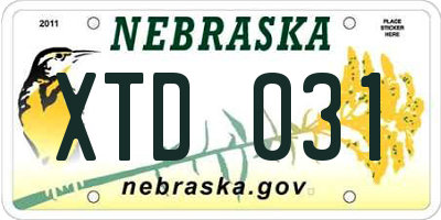 NE license plate XTD031