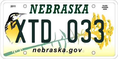 NE license plate XTD033