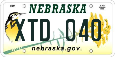 NE license plate XTD040