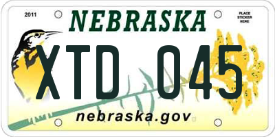 NE license plate XTD045