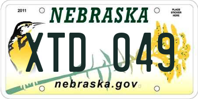 NE license plate XTD049