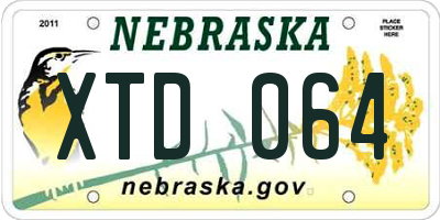 NE license plate XTD064