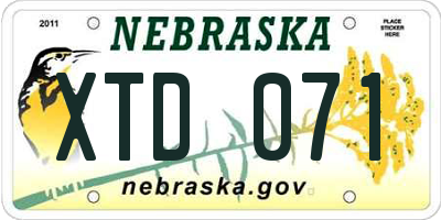 NE license plate XTD071