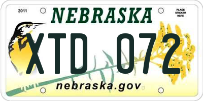 NE license plate XTD072