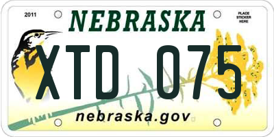NE license plate XTD075