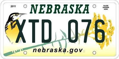 NE license plate XTD076