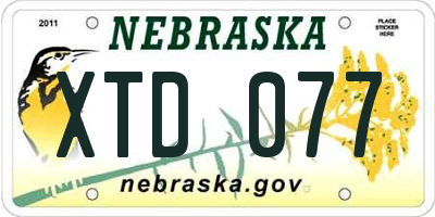 NE license plate XTD077