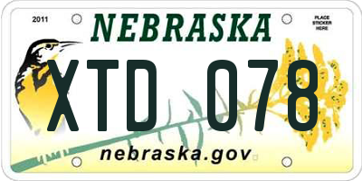 NE license plate XTD078