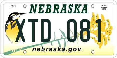 NE license plate XTD081