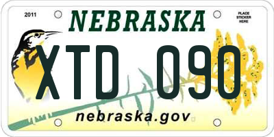 NE license plate XTD090