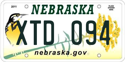 NE license plate XTD094