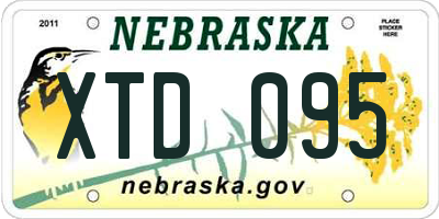 NE license plate XTD095
