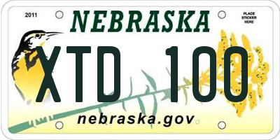 NE license plate XTD100
